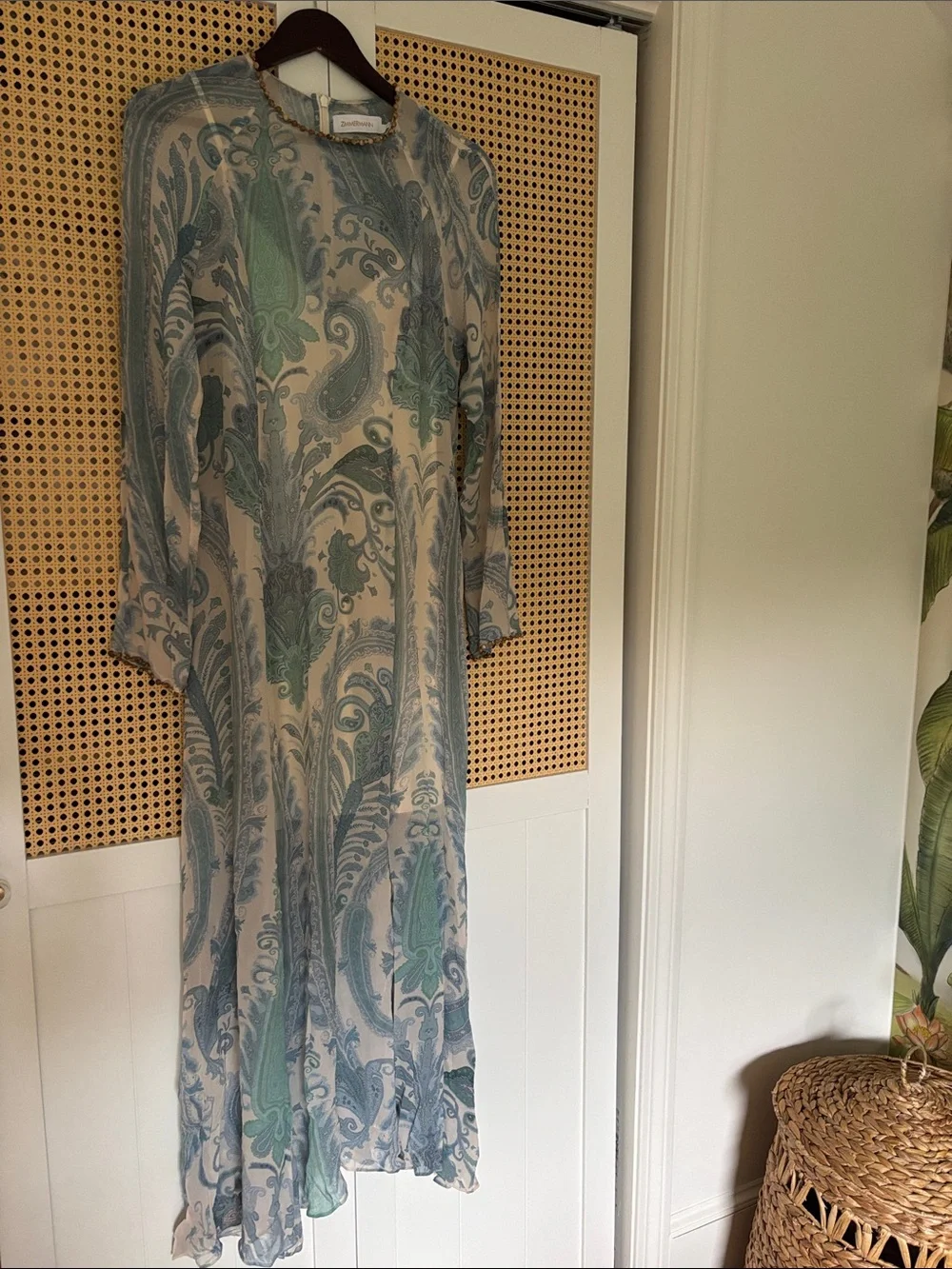 Zimmermann Cream and Light Blue Paisley Long-Sleeve Maxi Dress - Picture 11 of 13